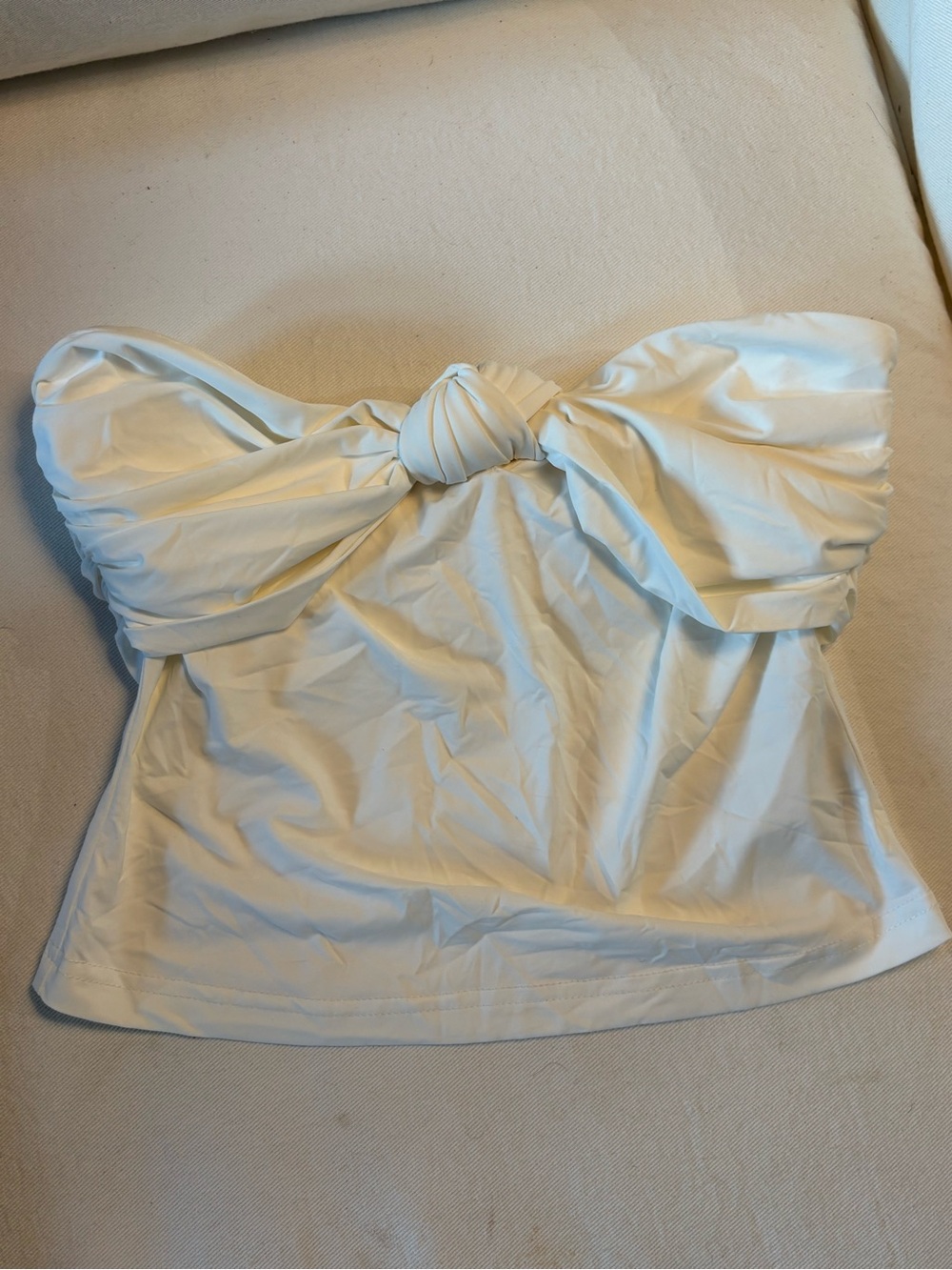 Strapless Knot-Front White Tube Top
